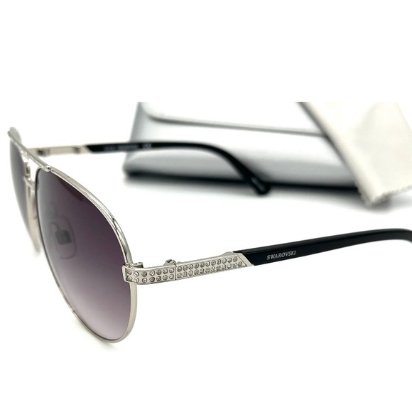 SWAROVSKI ELIS SK0078 16B Silver Black / Gray Gradient 59mm Sunglasses - Picture 2 of 6